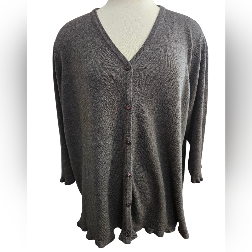 Kathie Lee Woman Gray Cardigan, 22W/24W